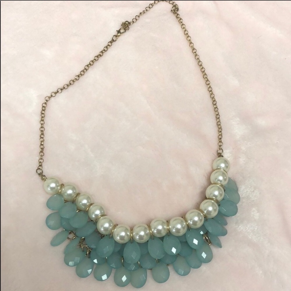 Target mint blue crystal and pearl necklace